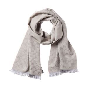 Gucci Gg Wool Scarf, Grey